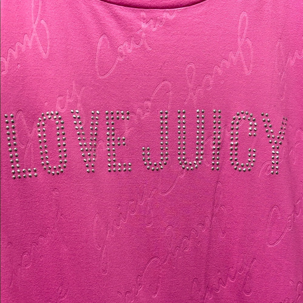 Juicy Couture Pink 'Love Juicy' Embellished Sleep 👚 shirt size 2x NWT